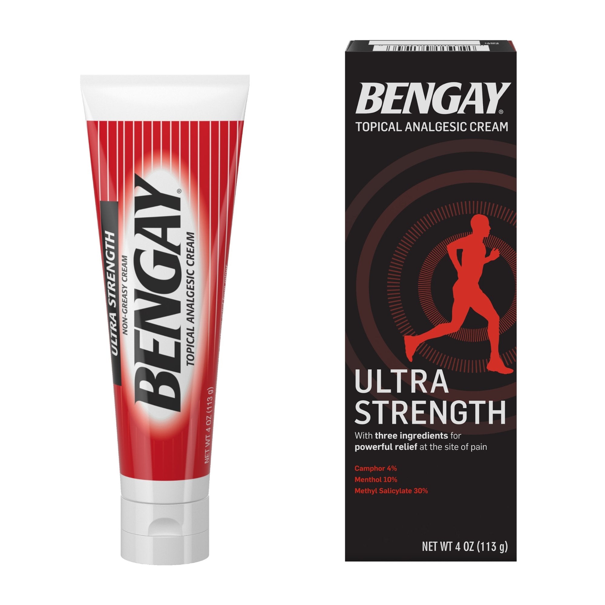 Topical Pain Relief Bengay Ultra Strength 30% - 10% - 4% Strength Camphor / Menthol / Methyl Salicylate Cream 4 oz.