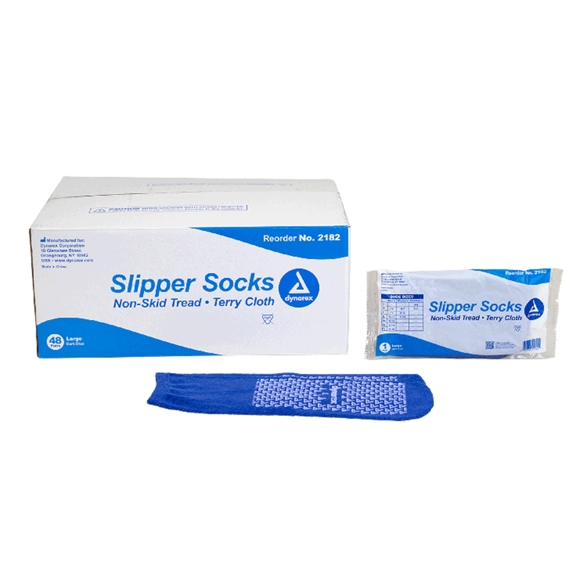 Slipper Socks Dynarex Unisex Adult Large Single Tread Single Patient Use Blue, Packaging Type- Case