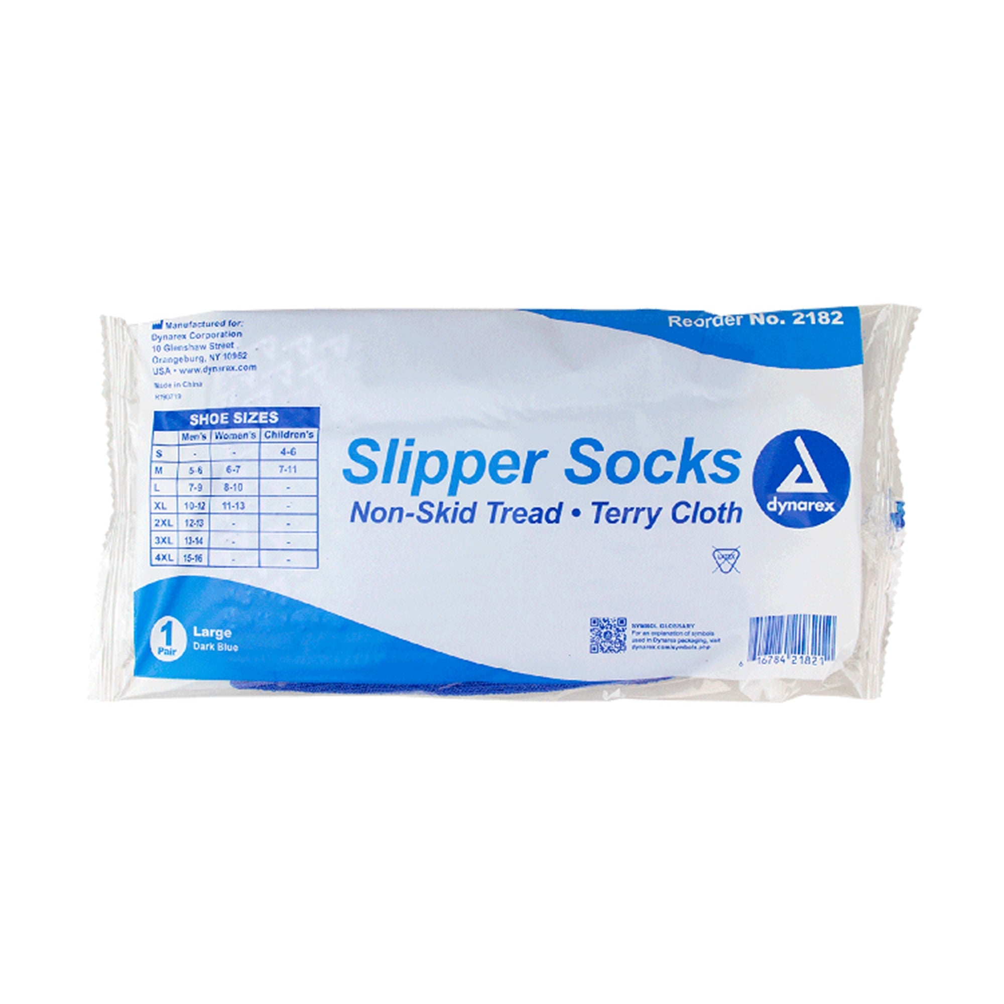 Slipper Socks Dynarex Unisex Adult Large Single Tread Single Patient Use Blue, Packaging Type- Case