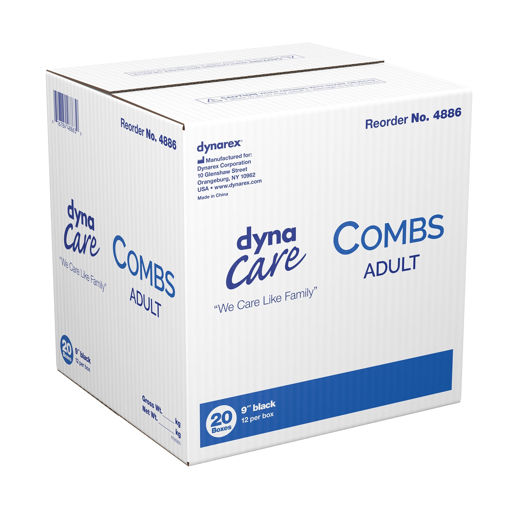 Comb Dynarex 9 Inch Black Plastic