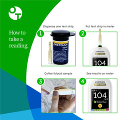 Blood Glucose Test Strips OneTouch Verio 100 Strips per Pack, Packaging Type- Box