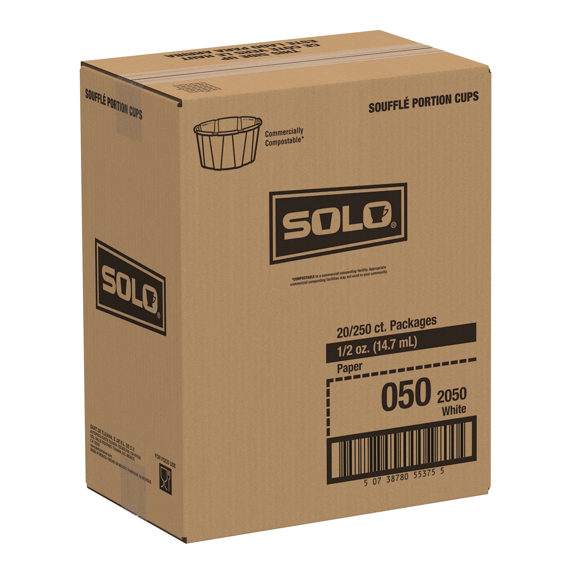 Souffle Cup Solo 0.5 oz. White Paper Disposable, Packaging Type- Case