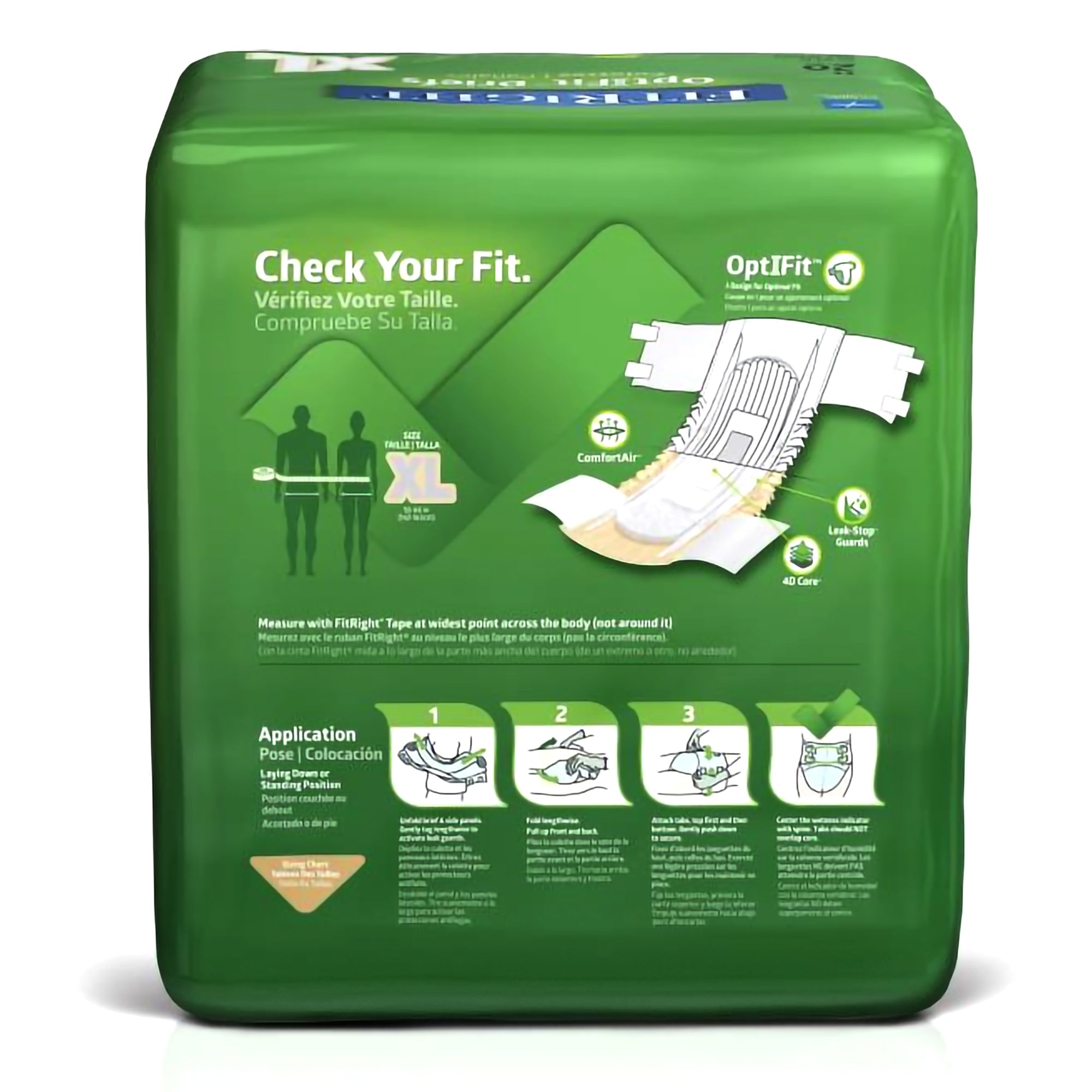 Unisex Adult Incontinence Brief FitRight Plus X-Large Disposable Moderate Absorbency, Packaging Type- Case