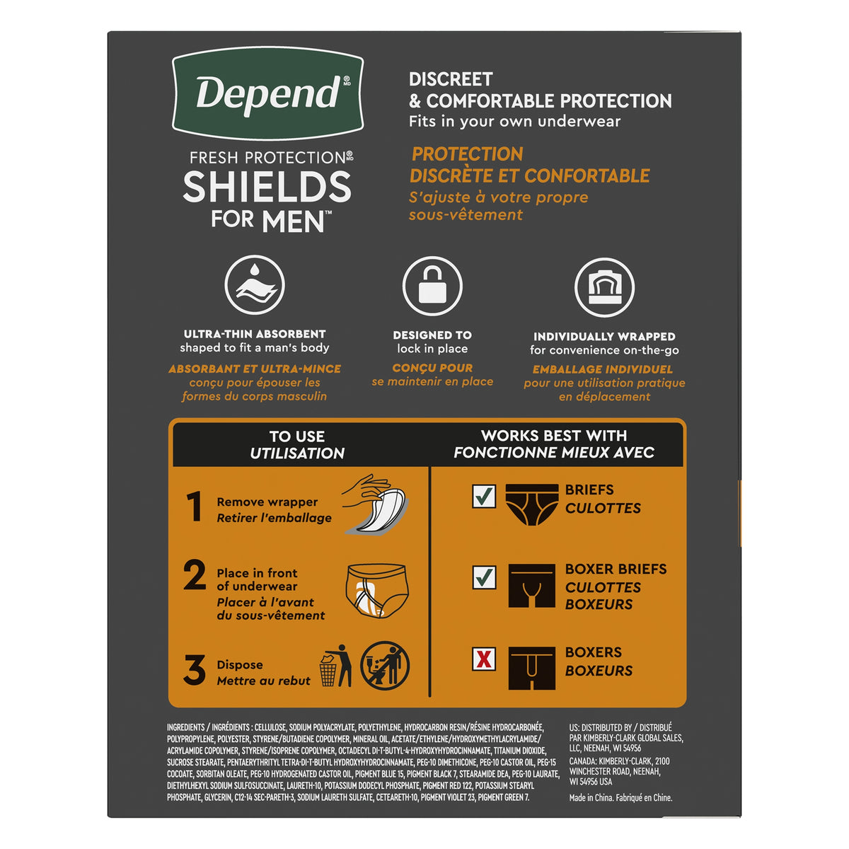 Bladder Control Pad Depend Fresh Protection for Men 5 X 7-1/2 Inch Light Absorbency Sodium Polyacrylate Core One Size Fits Most | 3PK/Case