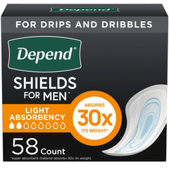 Bladder Control Pad Depend Fresh Protection for Men 5 X 7-1/2 Inch Light Absorbency Sodium Polyacrylate Core One Size Fits Most | 3PK/Case
