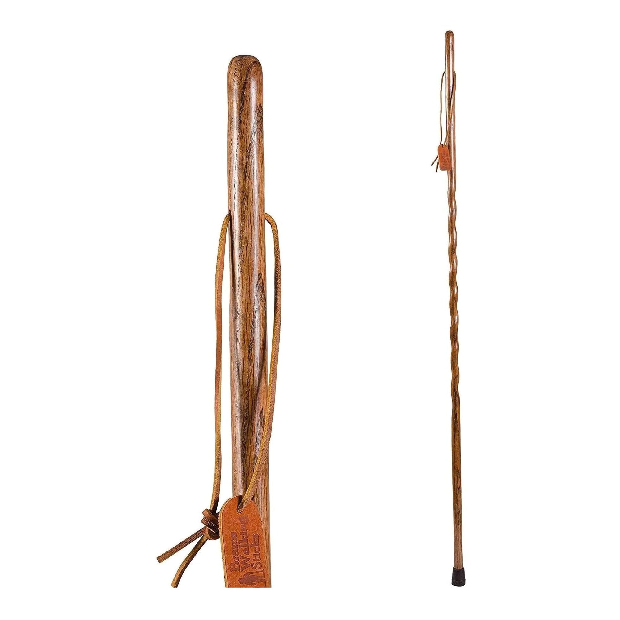 Walking Stick Brazos Twisted HitchHiker Wood 58 Inch Height Brown Oak