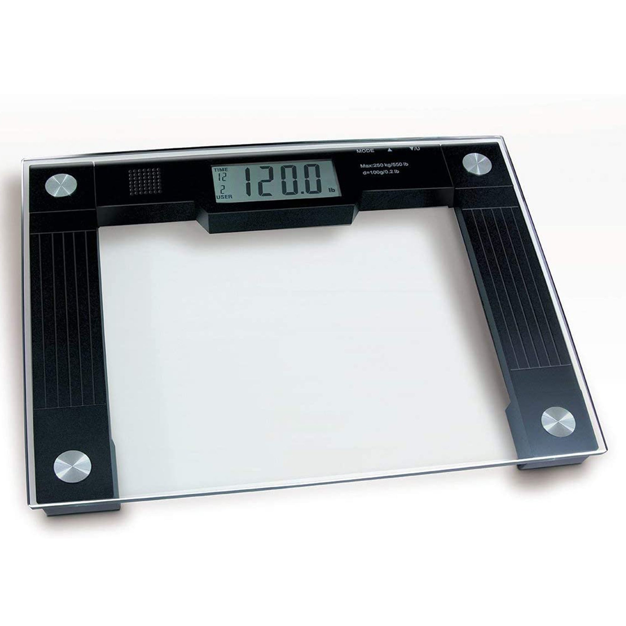Floor Scale Ideaworks Digital Audio Display 550 lbs. / 250 kg Capacity Black / Glass AC Power
