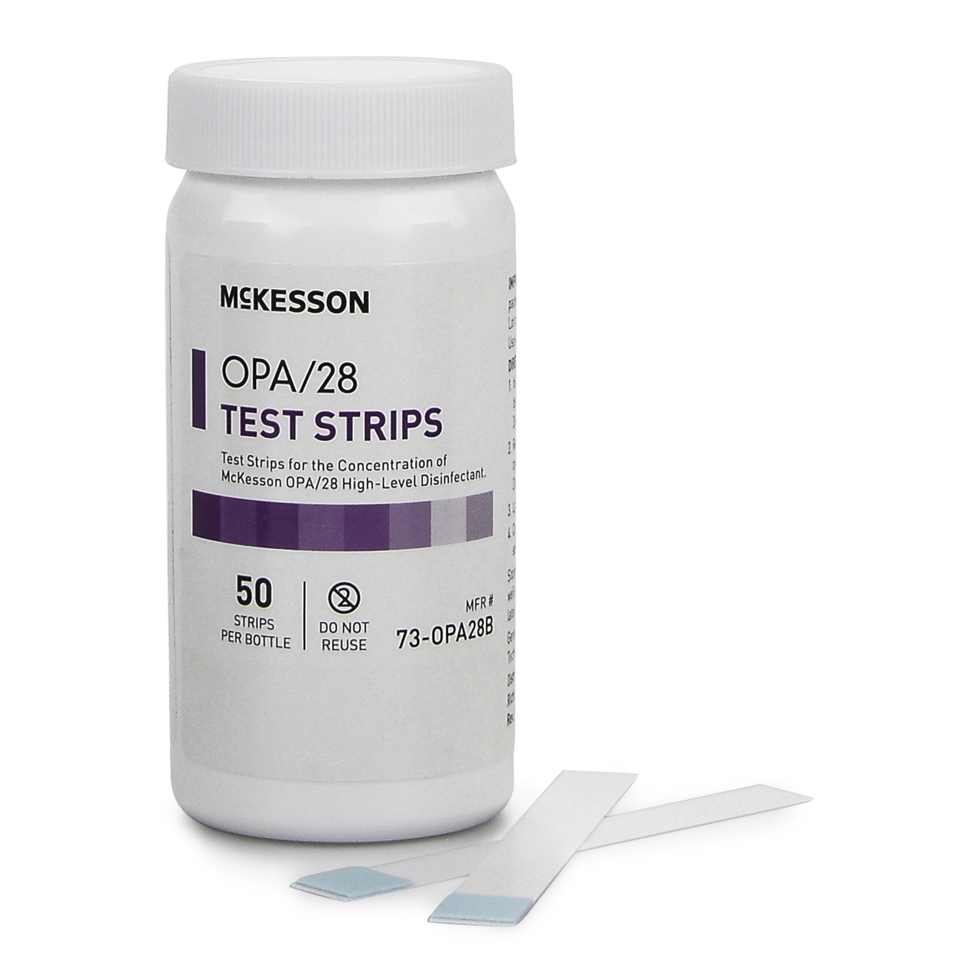 OPA Concentration Indicator McKesson OPA/28 Pad 50 Test Strips Bottle Single Use, Packaging Type- Case