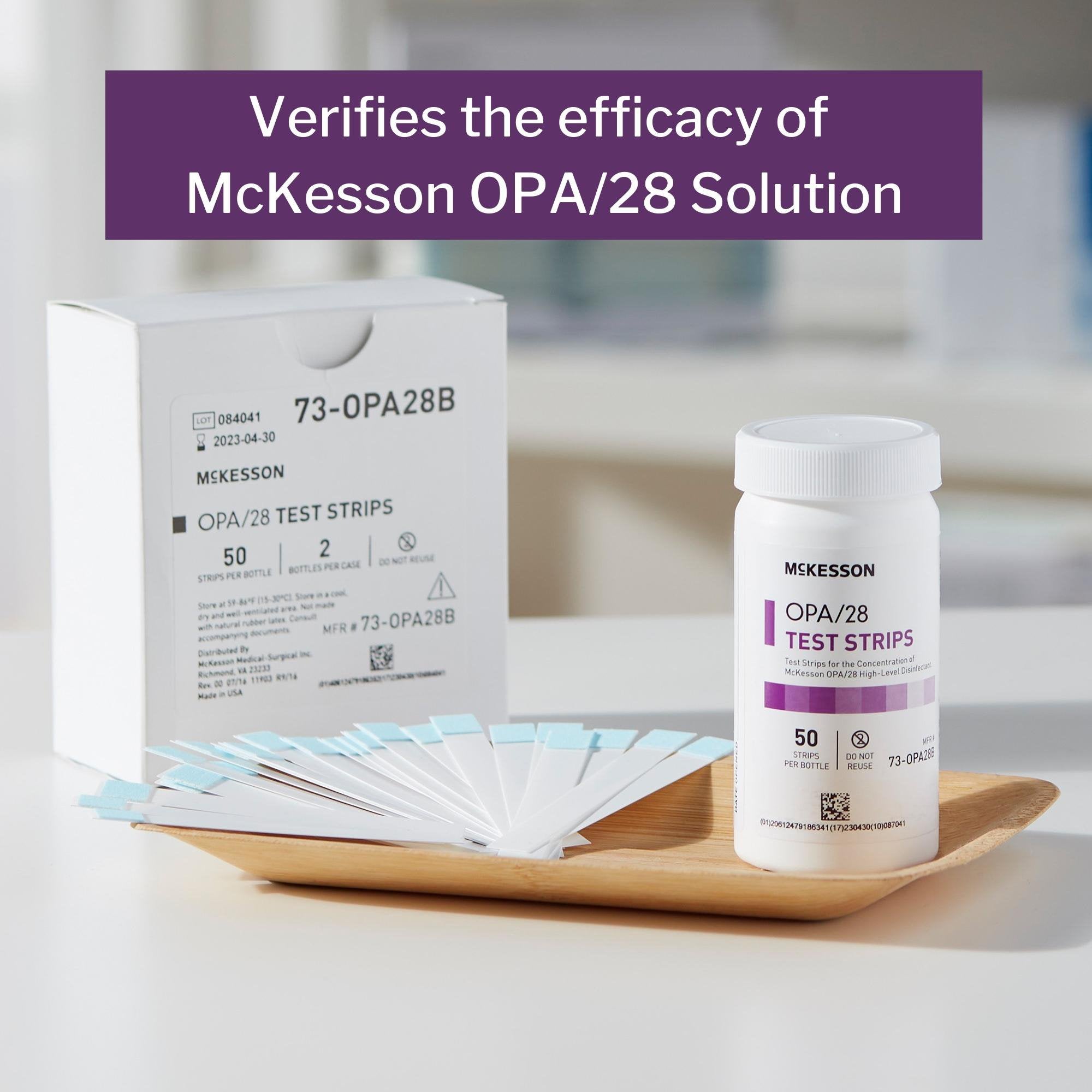 OPA Concentration Indicator McKesson OPA/28 Pad 50 Test Strips Bottle Single Use, Packaging Type- Case