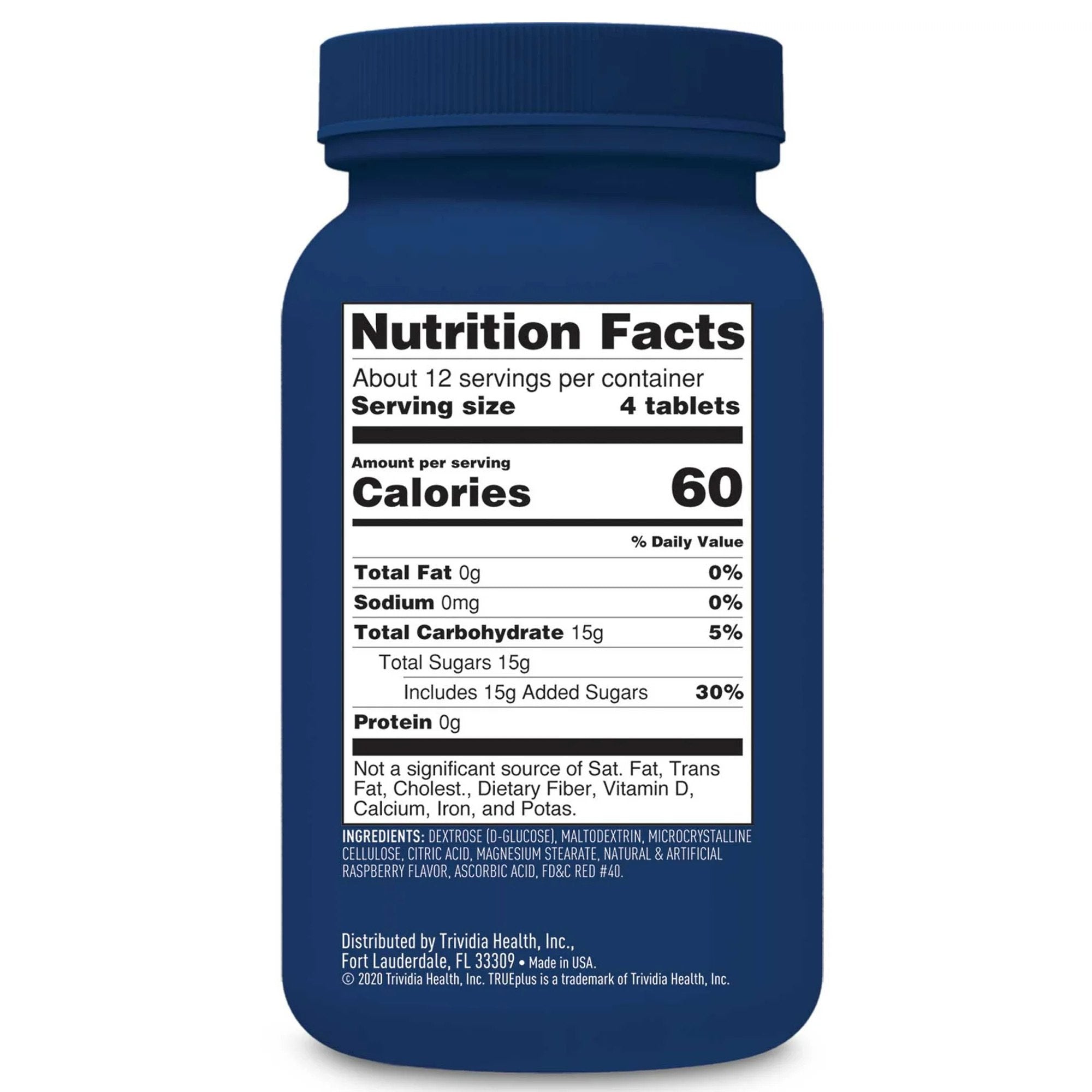 Glucose Supplement TRUEplus 50 per Bottle Chewable Tablet Raspberry Flavor, Packaging Type- Case