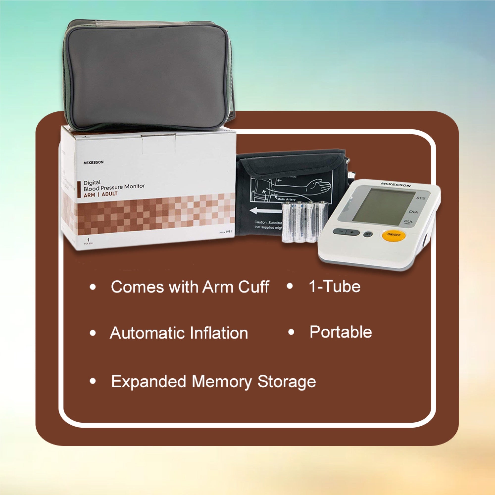 Home Automatic Digital Blood Pressure Monitor McKesson Brand Adult Cuff Nylon Cuff 22 - 36 cm Desk Model, Packaging Type- Each