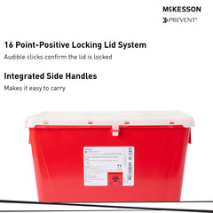 Sharps Container McKesson Prevent Red Base 13-1/2 H X 17-3/10 W X 13 L Inch Vertical Entry 8 Gallon, Packaging Type- Case