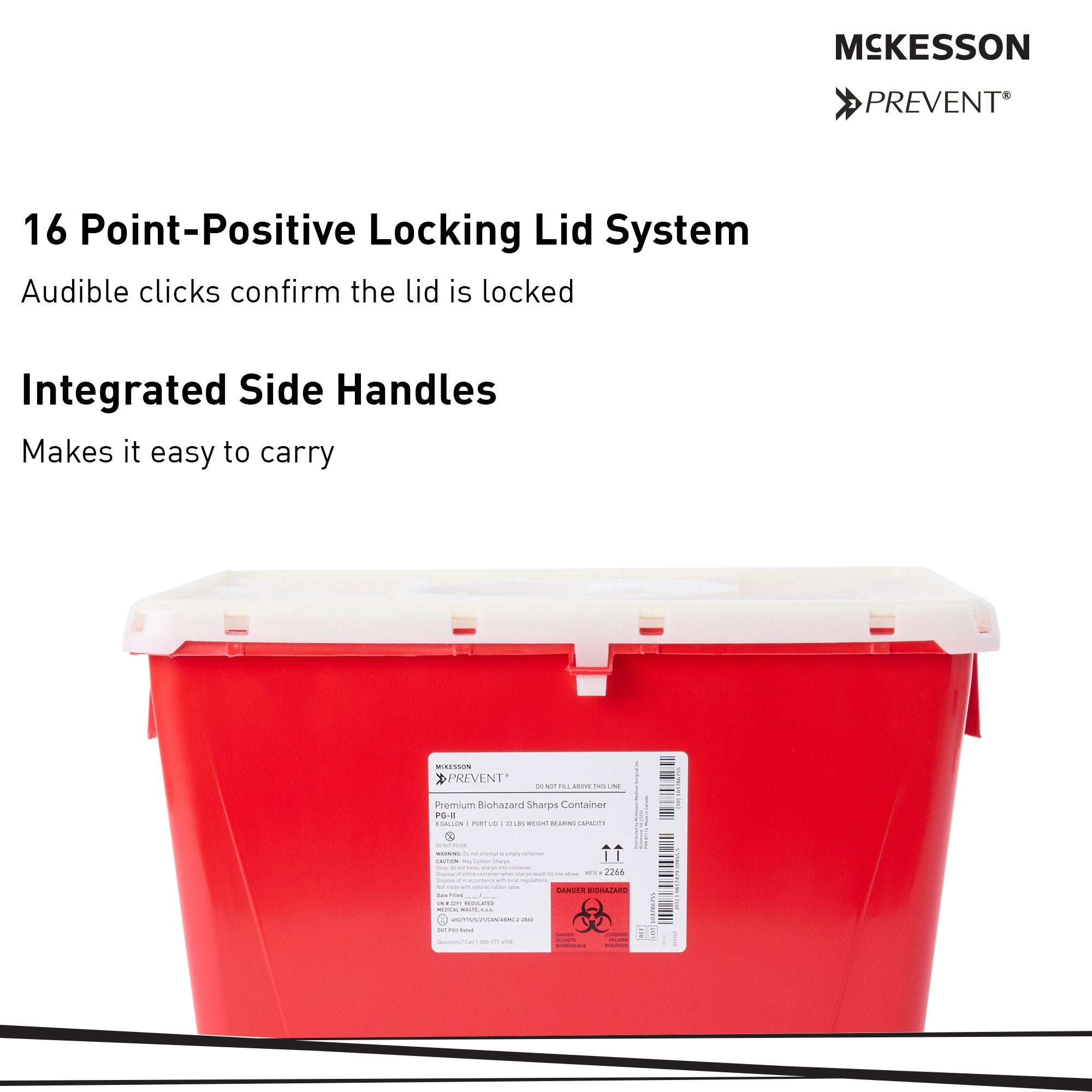 Sharps Container McKesson Prevent Red Base 13-1/2 H X 17-3/10 W X 13 L Inch Vertical Entry 8 Gallon, Packaging Type- Case