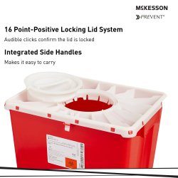 Sharps Container McKesson Prevent Red Base 20-4/5 H X 17-3/10 W X 13 L Inch Vertical Entry 12 Gallon,Packaging Type- Each