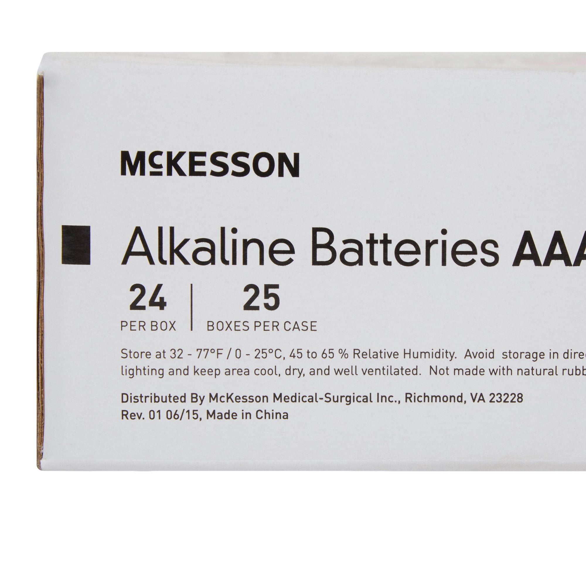 Alkaline Battery McKesson AAA Cell 1.5V Disposable 24 Pack, Packaging Type- Case