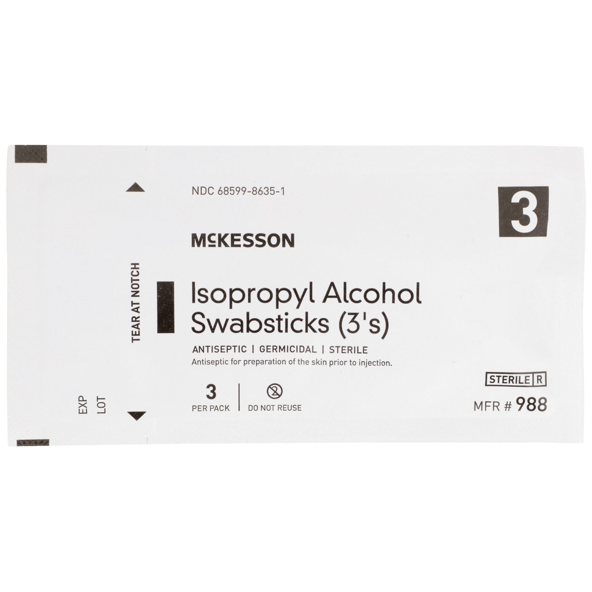 Impregnated Swabstick McKesson 70% Strength Isopropyl Alcohol Individual Packet Sterile, Packaging Type- Case