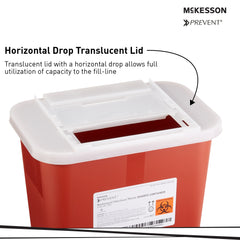 Sharps Container McKesson Prevent Red Base 10-1/4 H X 7 W X 10-1/2 D Inch Horizontal Entry 2 Gallon, Packaging Type- Case