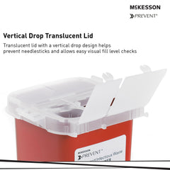 Sharps Container McKesson Prevent Red Base 6-1/4 H X 4-1/4 W X 4-1/4 D Inch Vertical Entry 0.25 Gallon, Packaging Type- Case