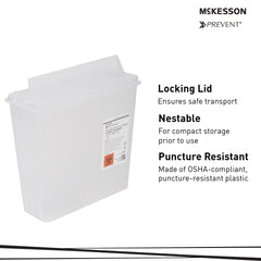 Sharps Container McKesson Prevent Translucent Base 10-3/4 H X 10-1/2 W X 4-3/4 D Inch Horizontal Entry 1.25 Gallon, Packaging Type- Case