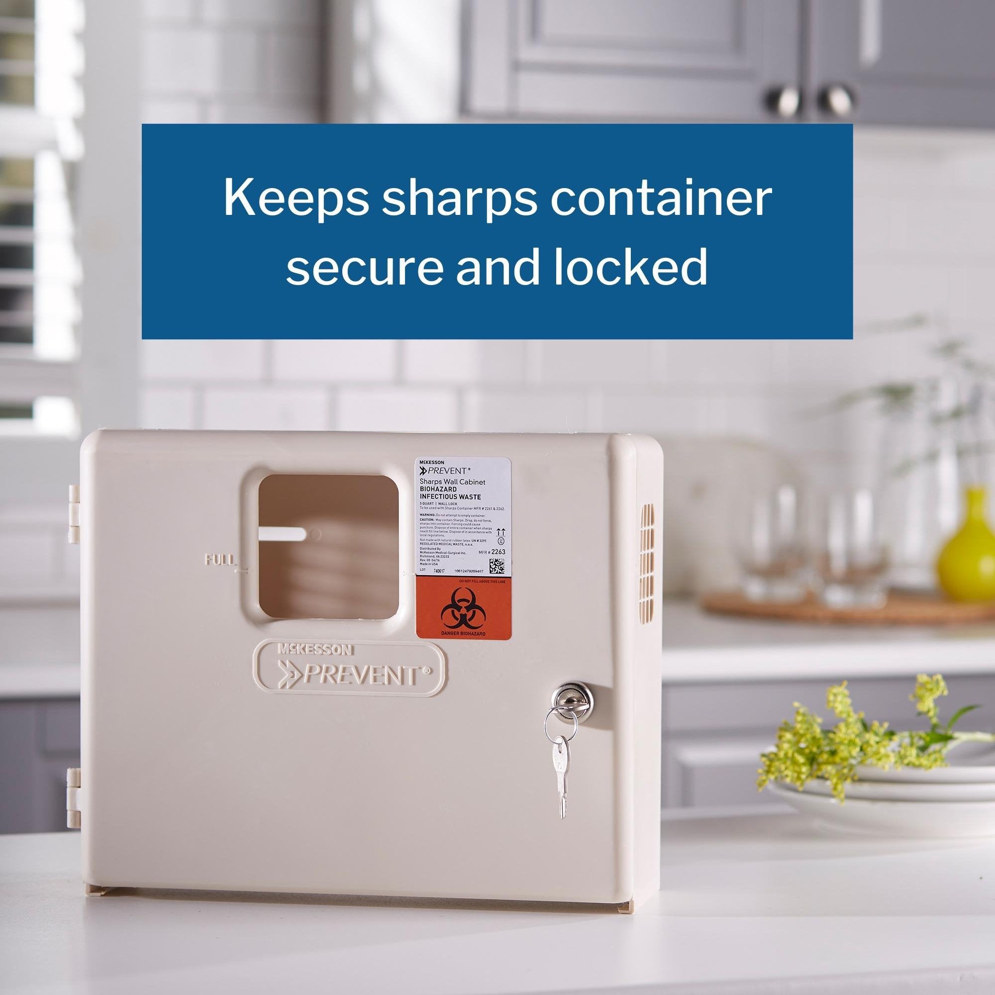 Sharps Container Cabinet / Wall Enclosure McKesson Prevent High Impact Polystyrene Wall Mount Locking, Packaging Type- Case