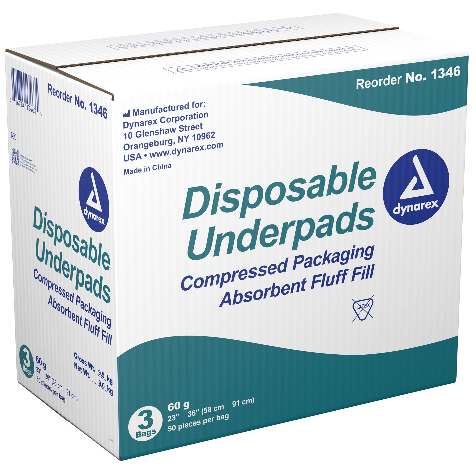 Disposable Underpad Dynarex 23 X 36 Inch Fluff Light Absorbency,Packaging Type- Each