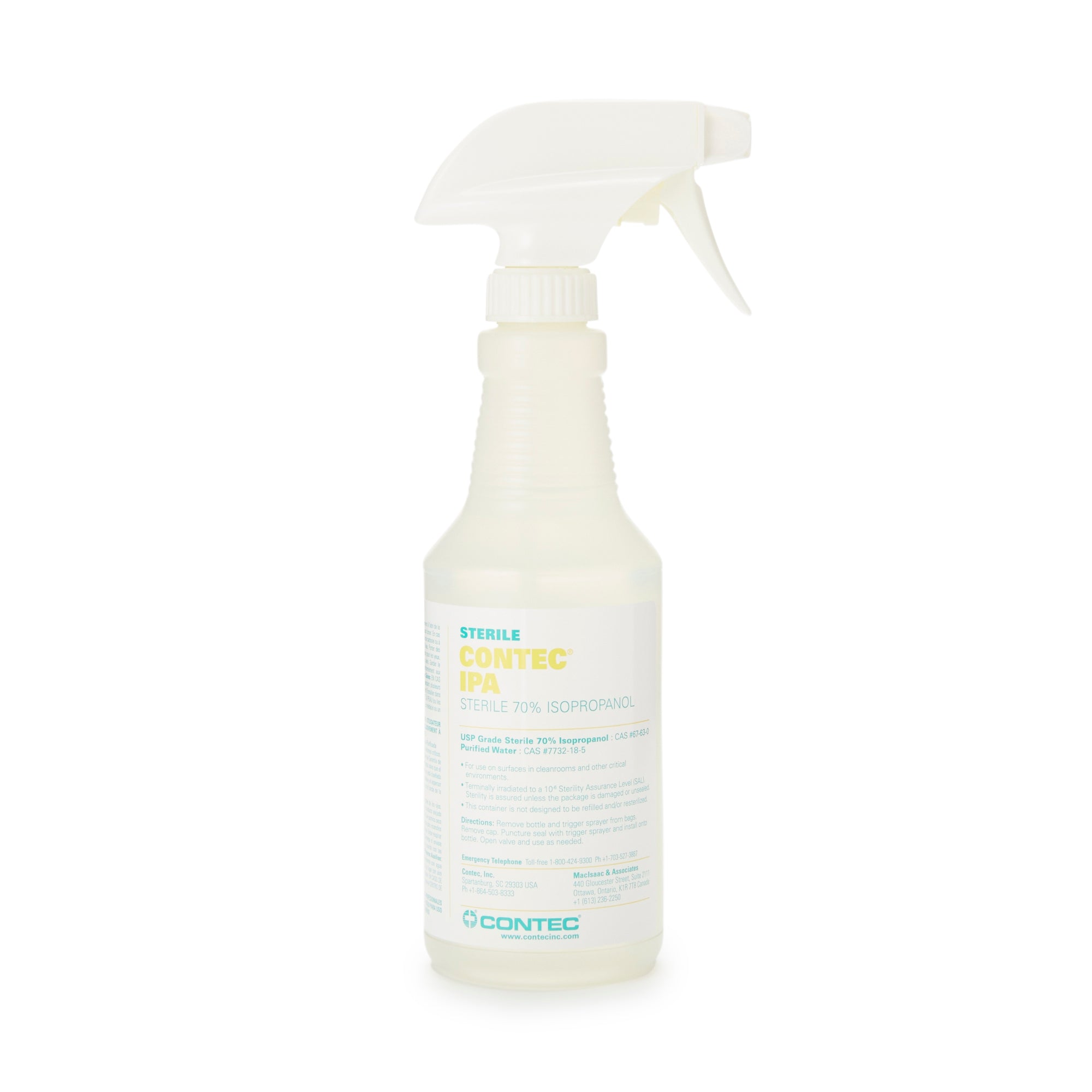 Contec Sterile 70% IPA Surface Disinfectant Cleaner Alcohol Based Trigger Spray Liquid 16 oz. Bottle Alcohol Scent Sterile,Packaging Type- Each