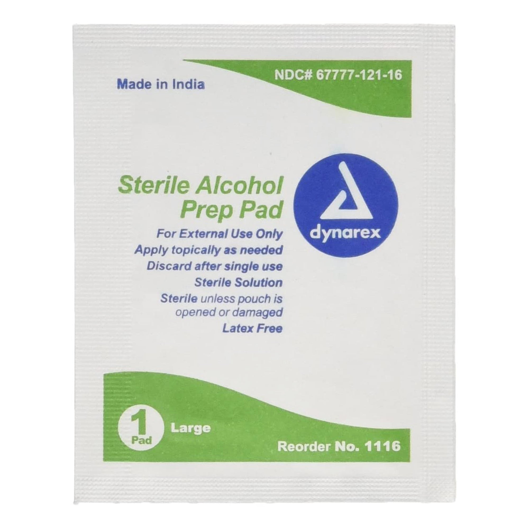 Alcohol Prep Pad Dynarex 70% Strength Isopropyl Alcohol Individual Packet Large Sterile, Packaging Type- Case