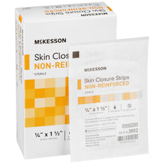 Skin Closure Strip McKesson 1/4 X 1-1/2 Inch Nonwoven Material Flexible Strip Tan, Packaging Type- Box