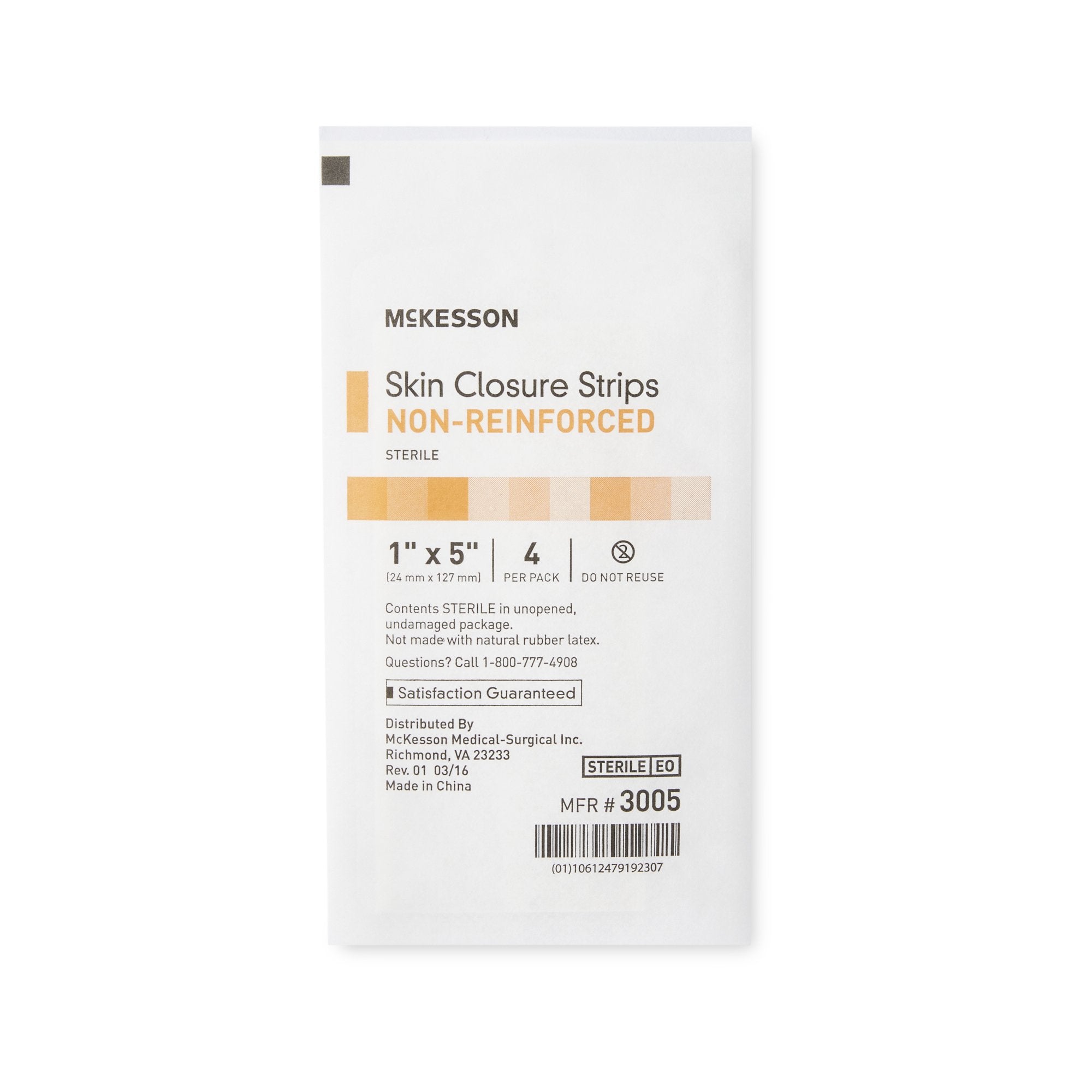 Skin Closure Strip McKesson 1 X 5 Inch Nonwoven Material Flexible Strip Tan