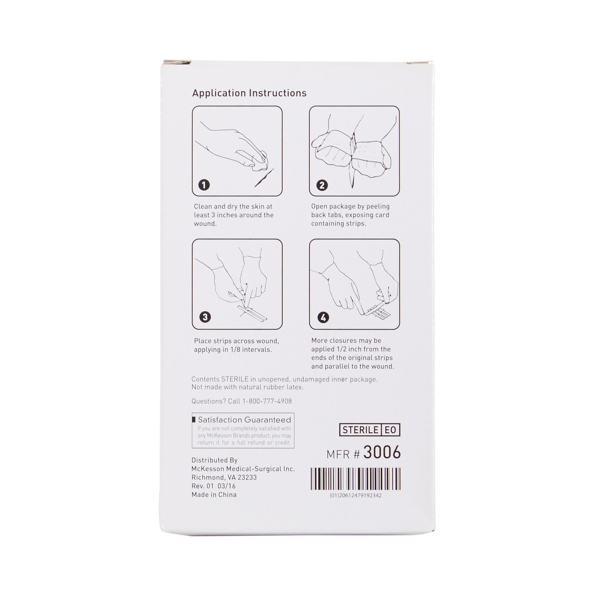 Skin Closure Strip McKesson 1/8 X 3 Inch Nonwoven Material Reinforced Strip White, Packaging Type- Case
