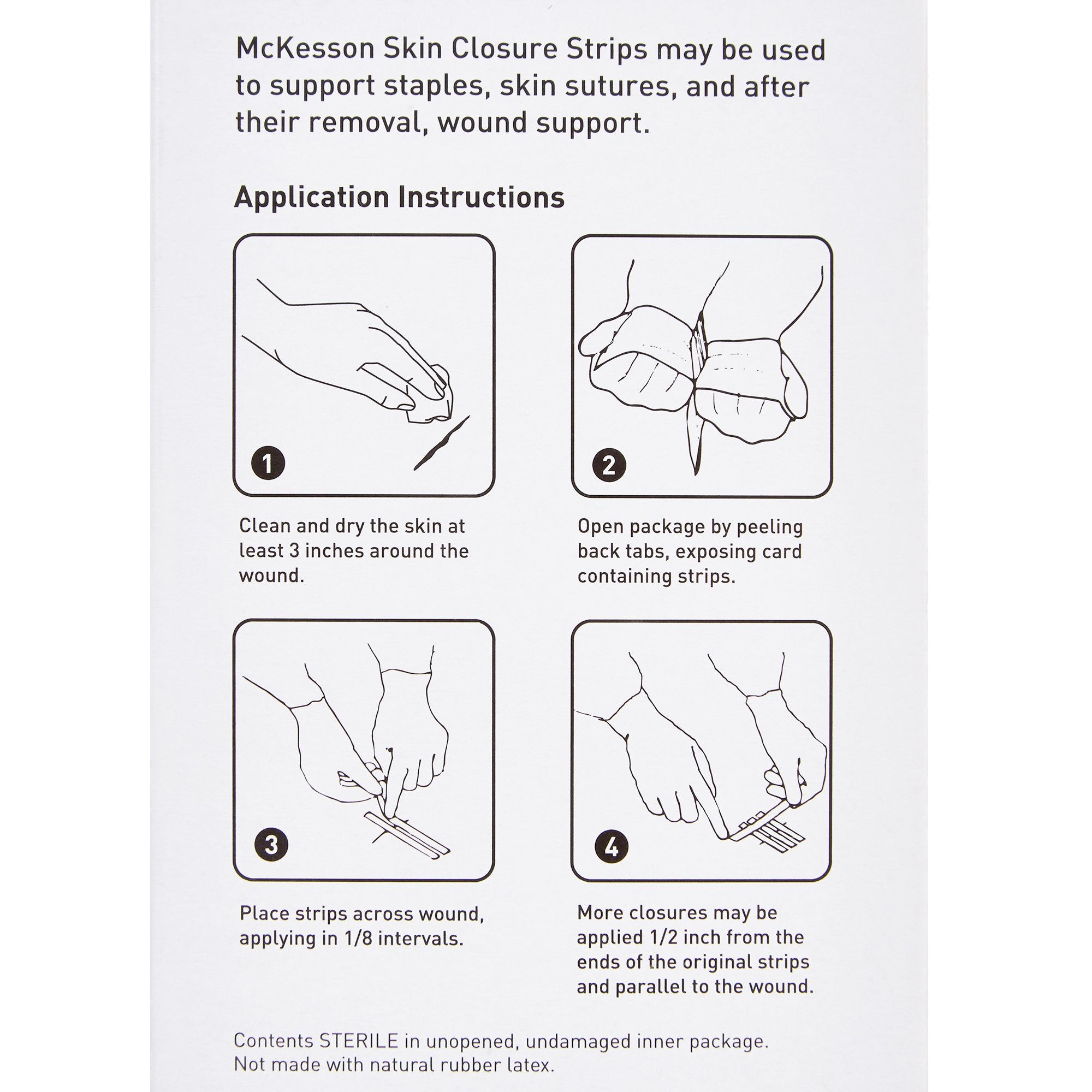 Skin Closure Strip McKesson 1/4 X 4 Inch Nonwoven Material Reinforced Strip White, Packaging Type- Case