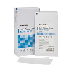 Skin Closure Strip McKesson 1/2 X 4 Inch Nonwoven Material Reinforced Strip White, Packaging Type- Case