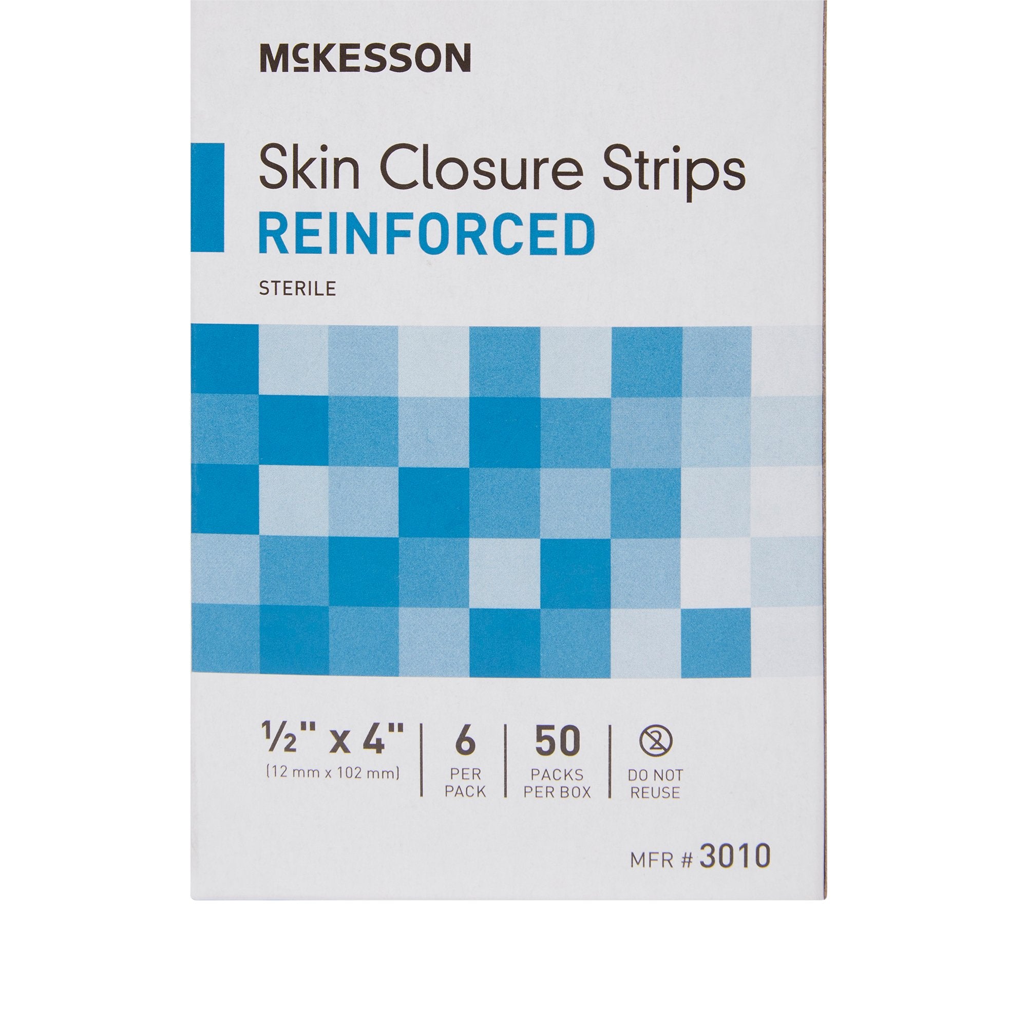 Skin Closure Strip McKesson 1/2 X 4 Inch Nonwoven Material Reinforced Strip White, Packaging Type- Case