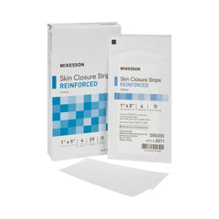 Skin Closure Strip McKesson 1 X 5 Inch Nonwoven Material Reinforced Strip White, Packaging Type- Case