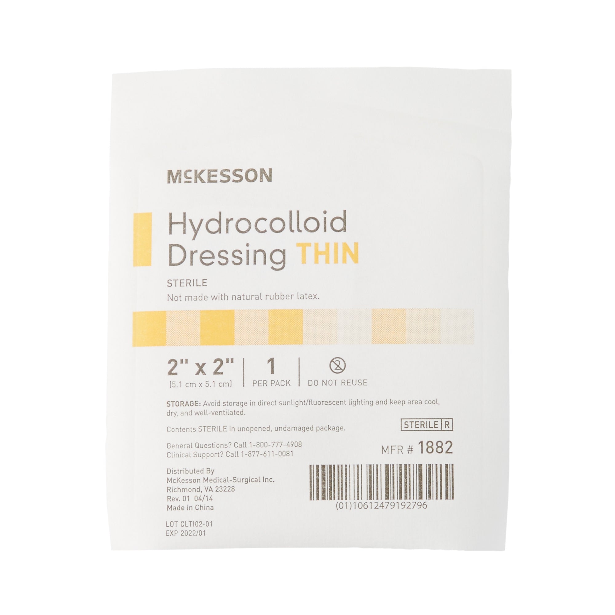 Thin Hydrocolloid Dressing McKesson 2 X 2 Inch Square, Packaging Type- Box