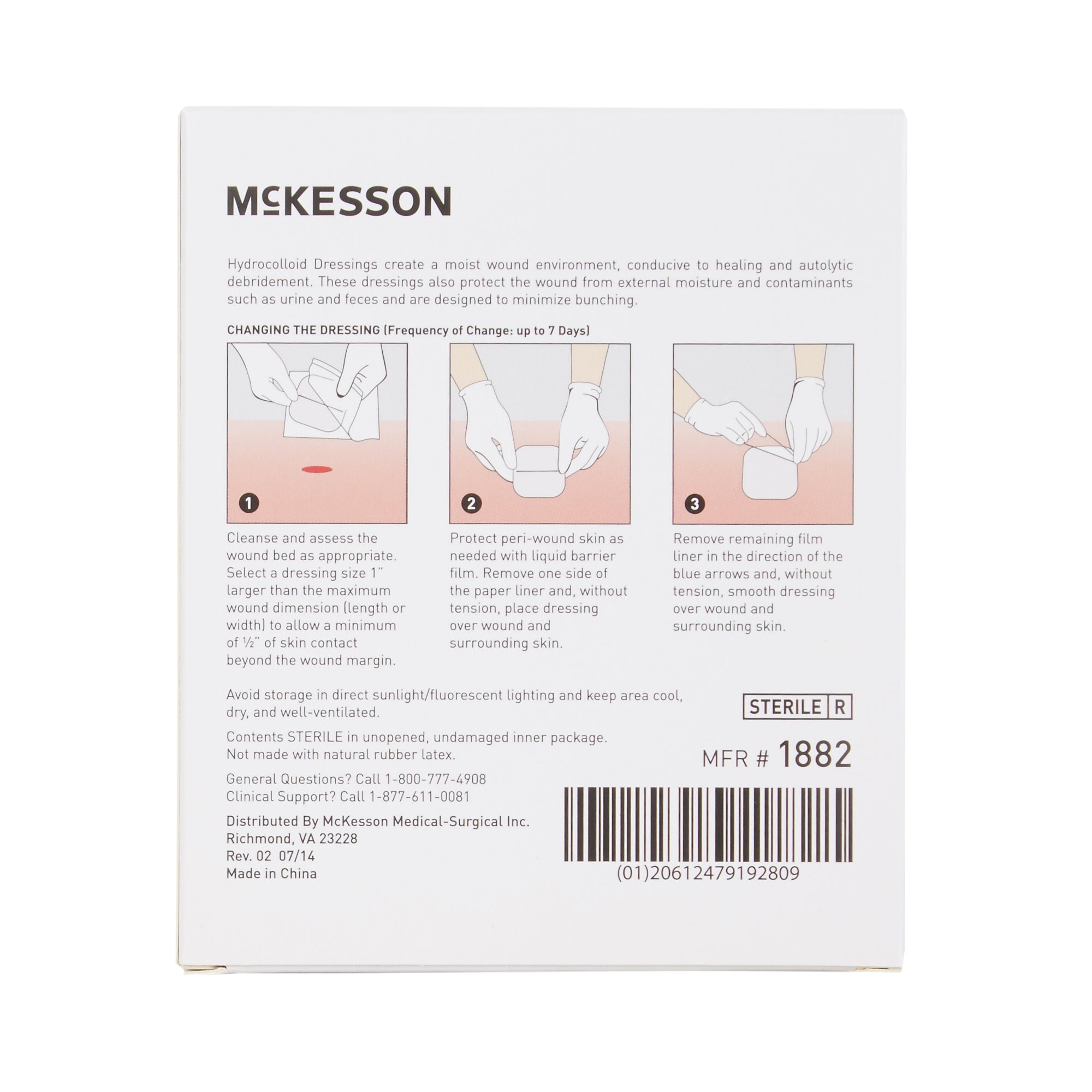 Thin Hydrocolloid Dressing McKesson 2 X 2 Inch Square, Packaging Type- Box