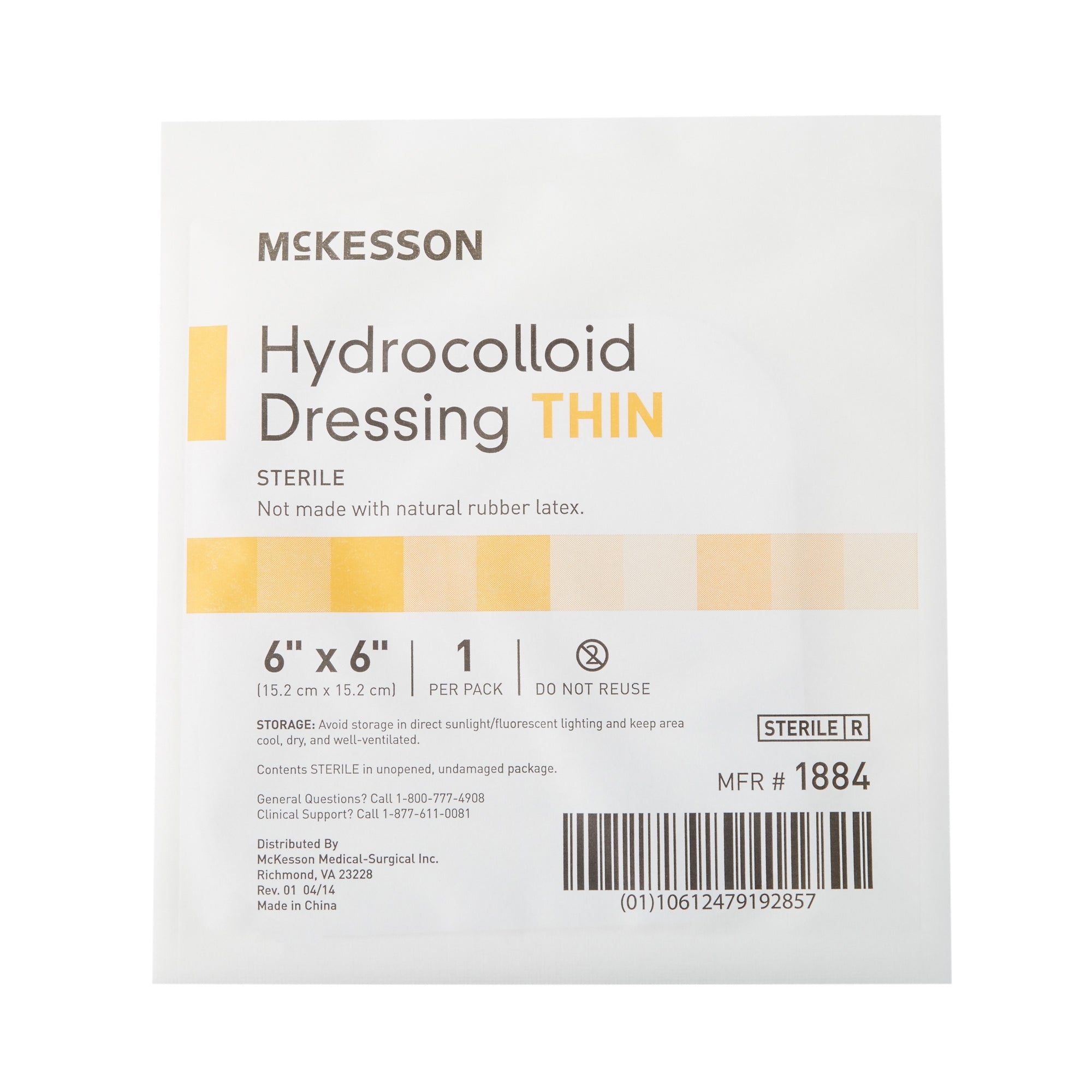 Thin Hydrocolloid Dressing McKesson 6 X 6 Inch Square, Packaging Type- Box