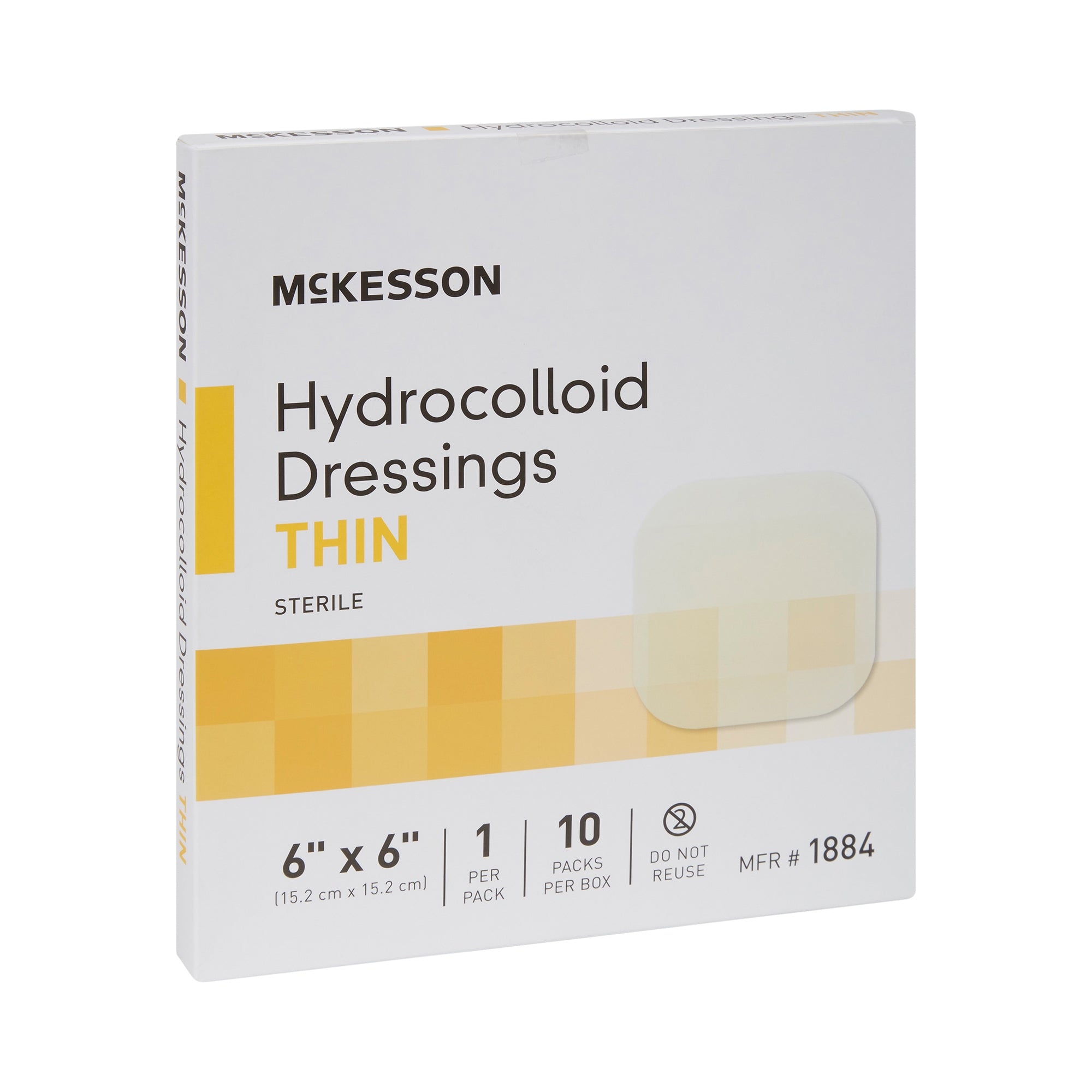 Thin Hydrocolloid Dressing McKesson 6 X 6 Inch Square, Packaging Type- Box