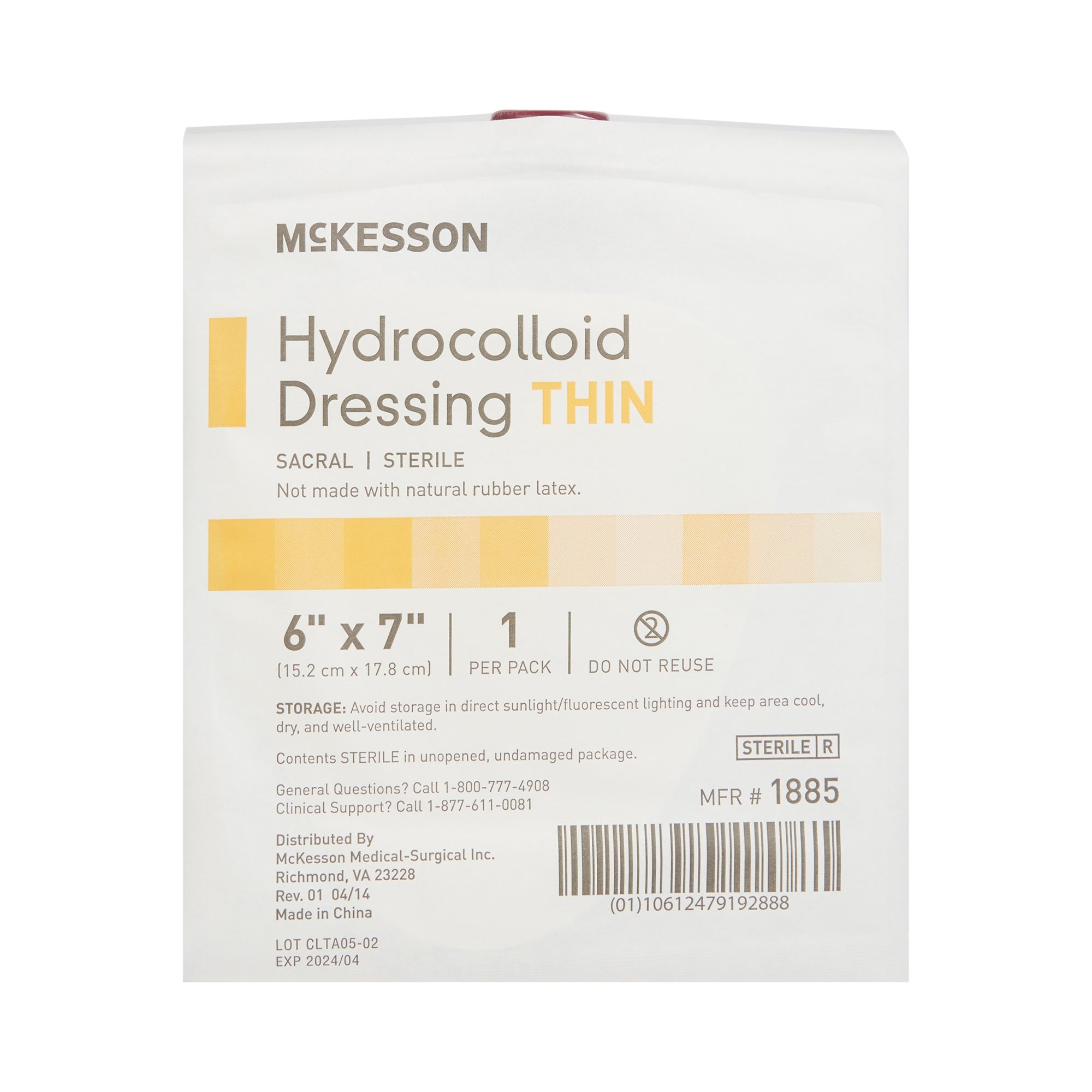 Thin Hydrocolloid Dressing McKesson 6 X 7 Inch Sacral, Packaging Type- Box