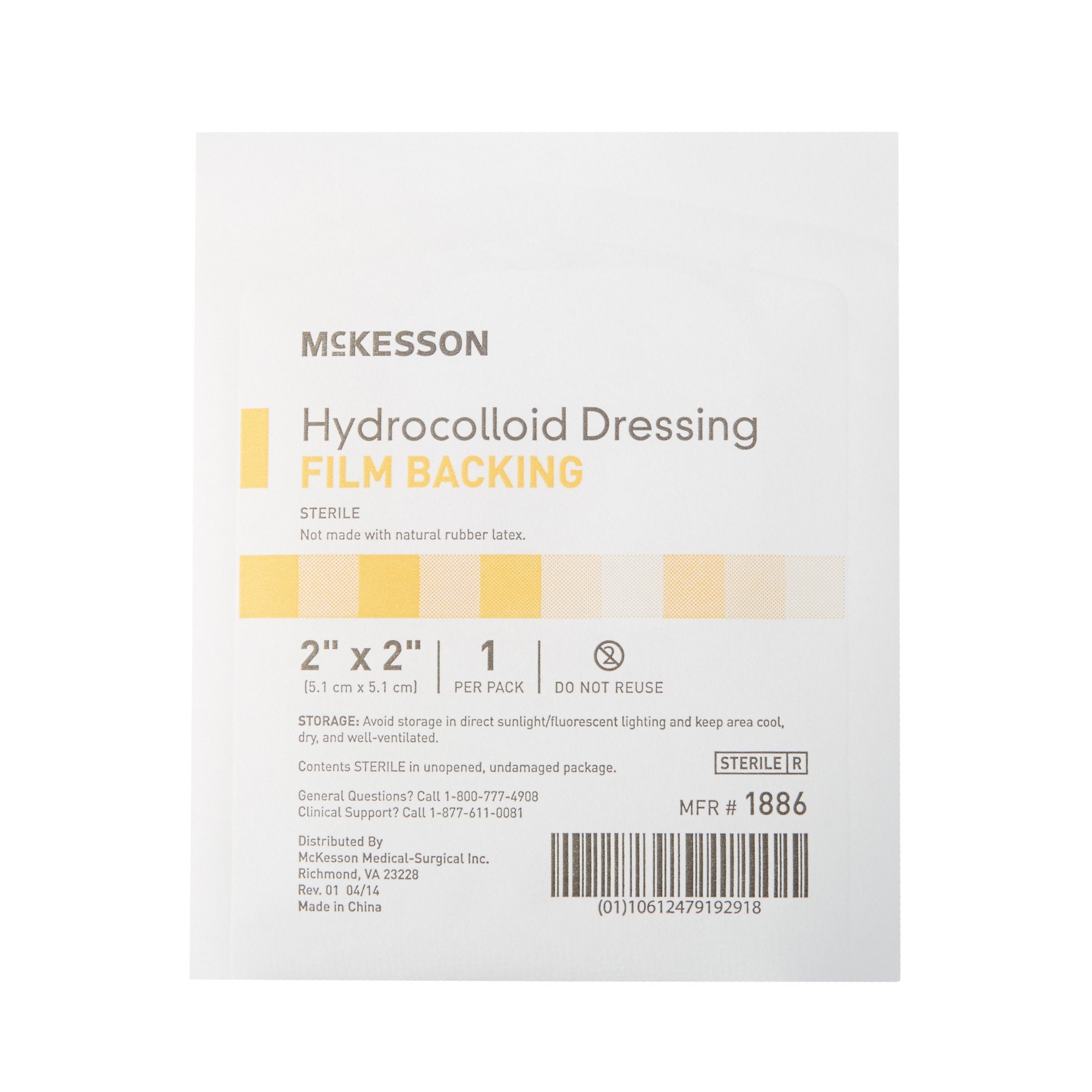 Hydrocolloid Dressing McKesson 2 X 2 Inch Square, Packaging Type- Case
