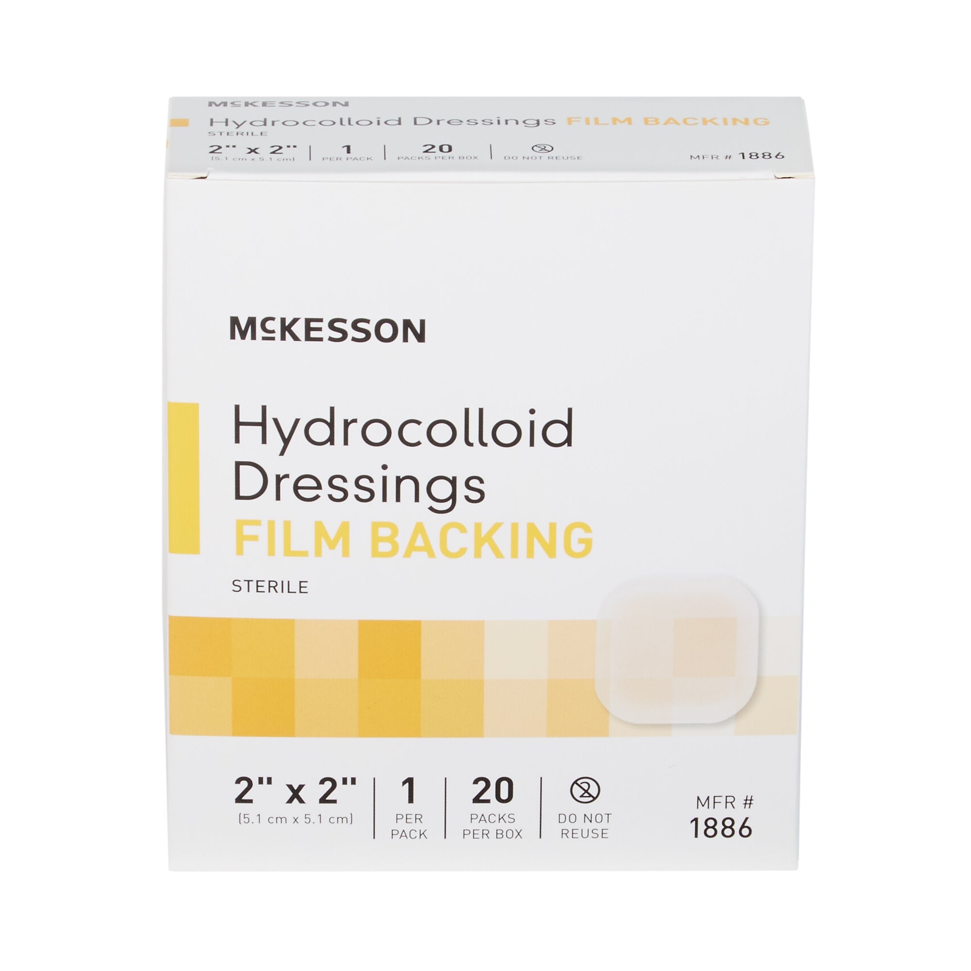 Hydrocolloid Dressing McKesson 2 X 2 Inch Square, Packaging Type- Case