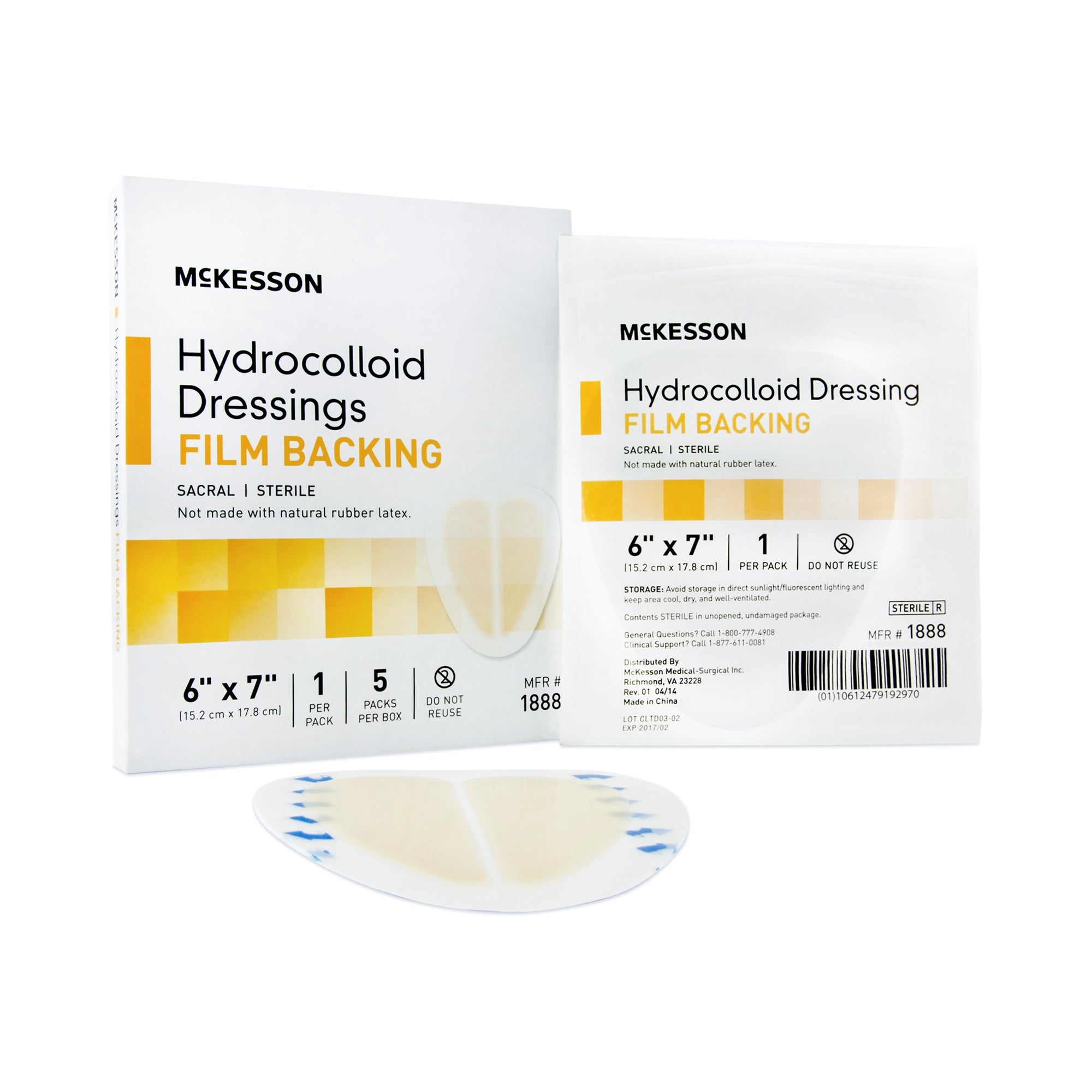 Hydrocolloid Dressing McKesson 6 X 7 Inch Sacral, Packaging Type- Case