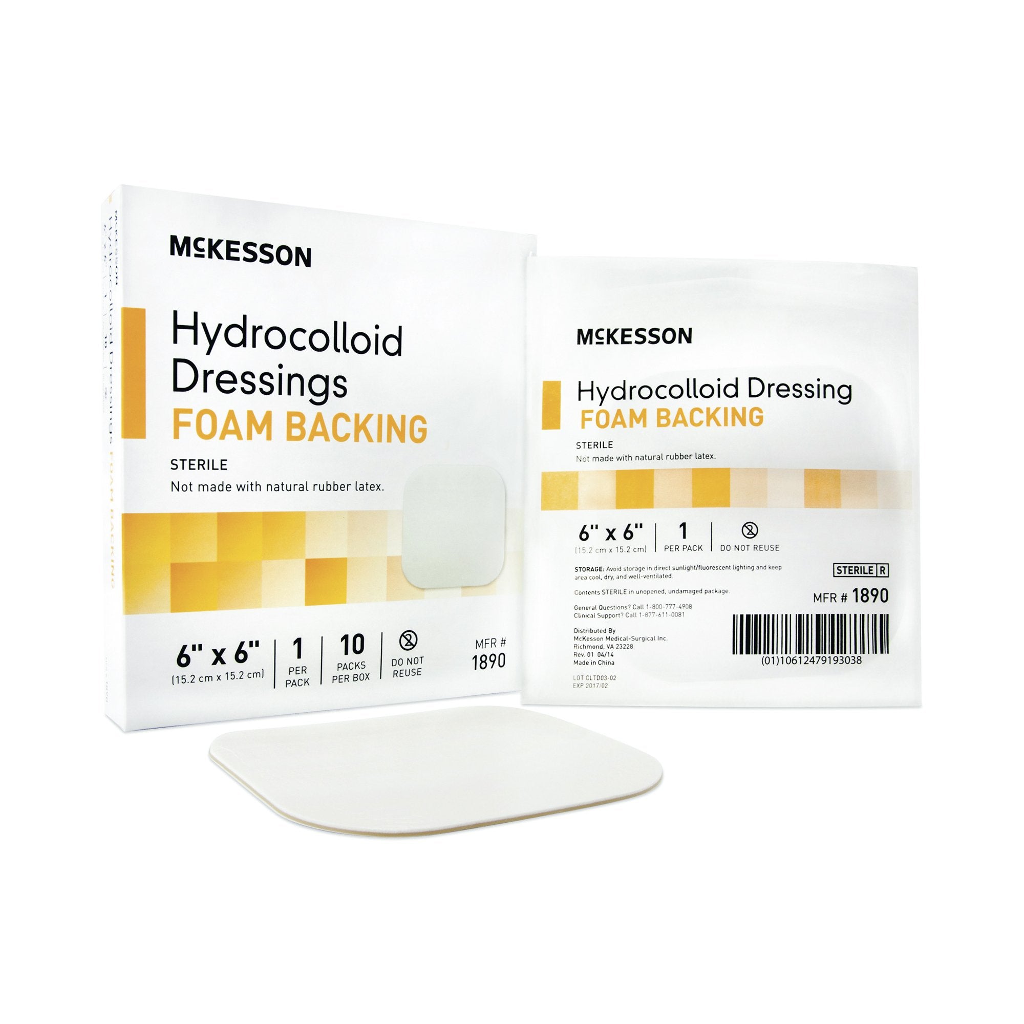 Hydrocolloid Dressing McKesson Foam Backing 6 X 6 Inch Square Hydrocolloid / Foam, Packaging Type- Case