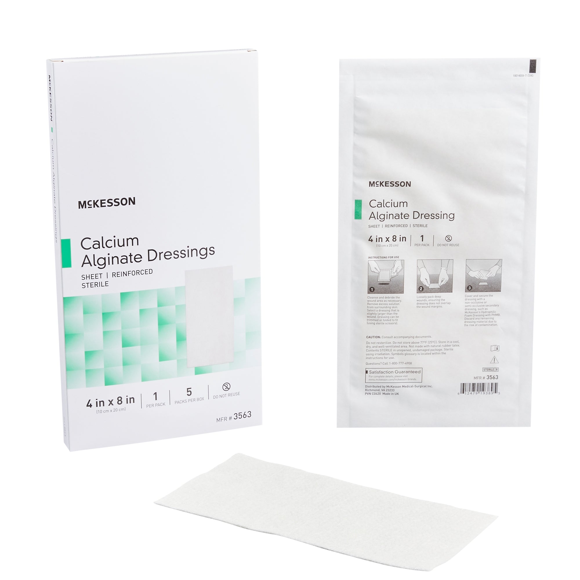 Alginate Dressing McKesson 4 X 8 Inch Rectangle