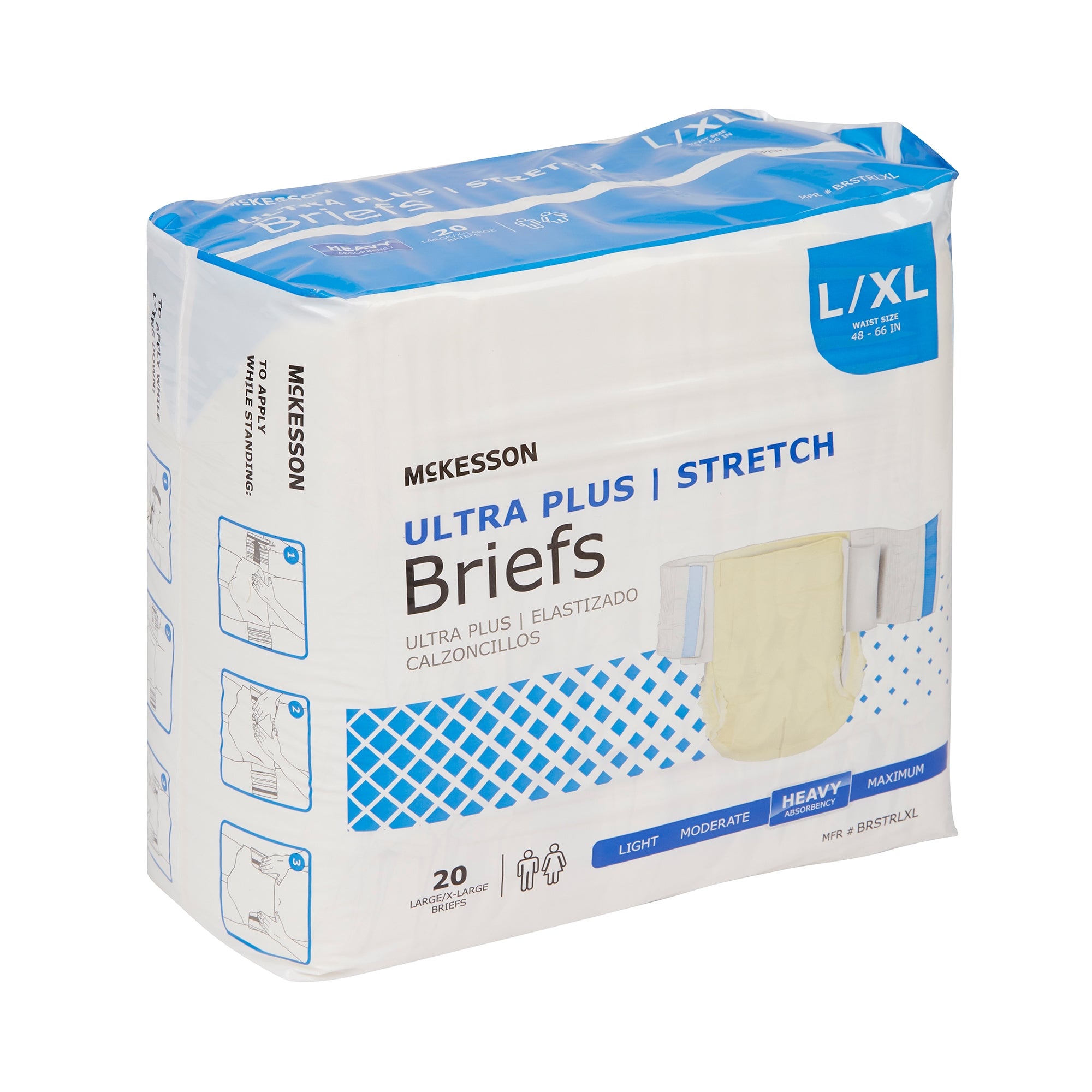 Unisex Adult Incontinence Brief McKesson Ultra Plus Stretch Large / X-Large Disposable Heavy Absorbency, Packaging Type- Case