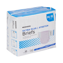 Unisex Adult Incontinence Brief McKesson Ultra Plus Stretch Medium Disposable Heavy Absorbency, Packaging Type- Case