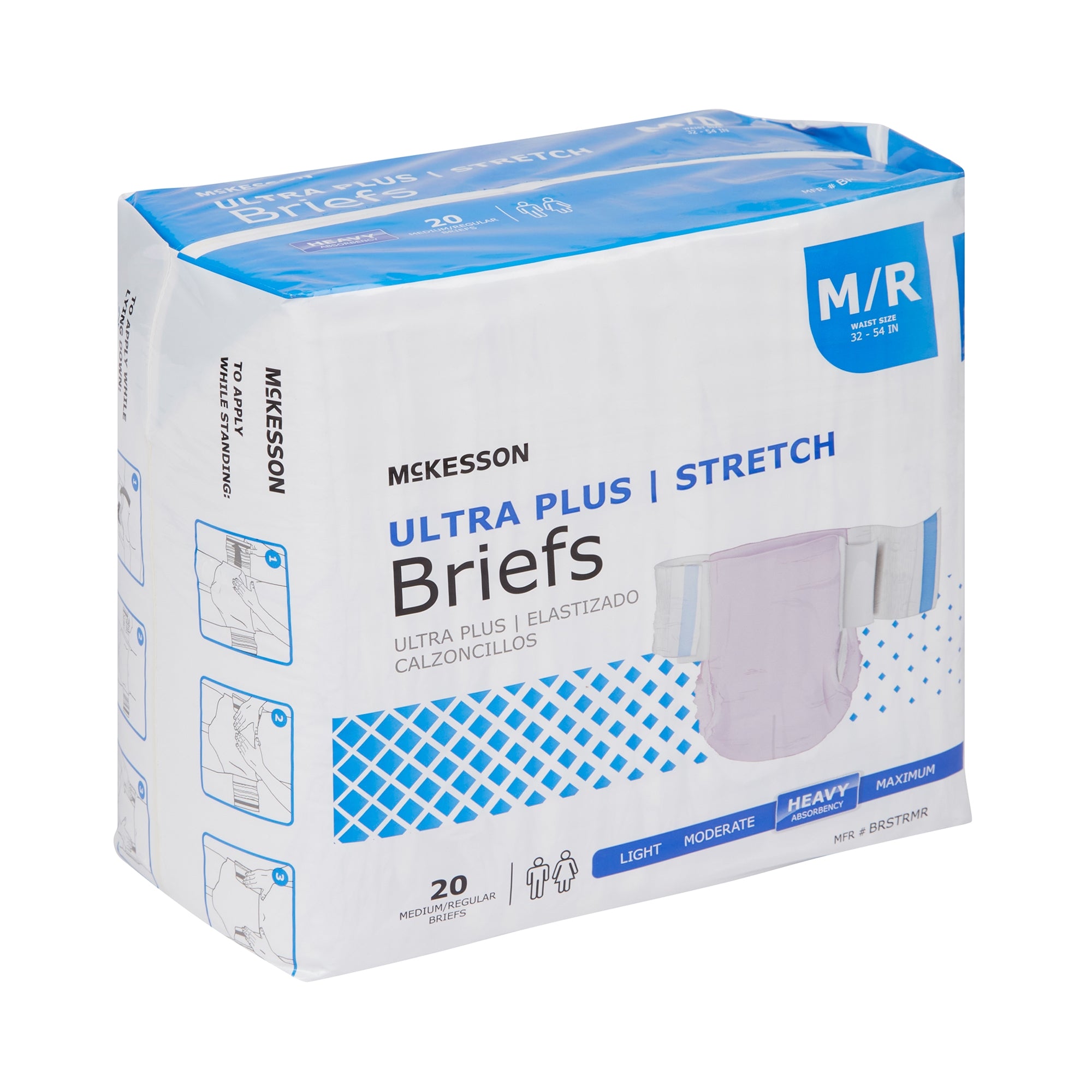 Unisex Adult Incontinence Brief McKesson Ultra Plus Stretch Medium Disposable Heavy Absorbency, Packaging Type- Case