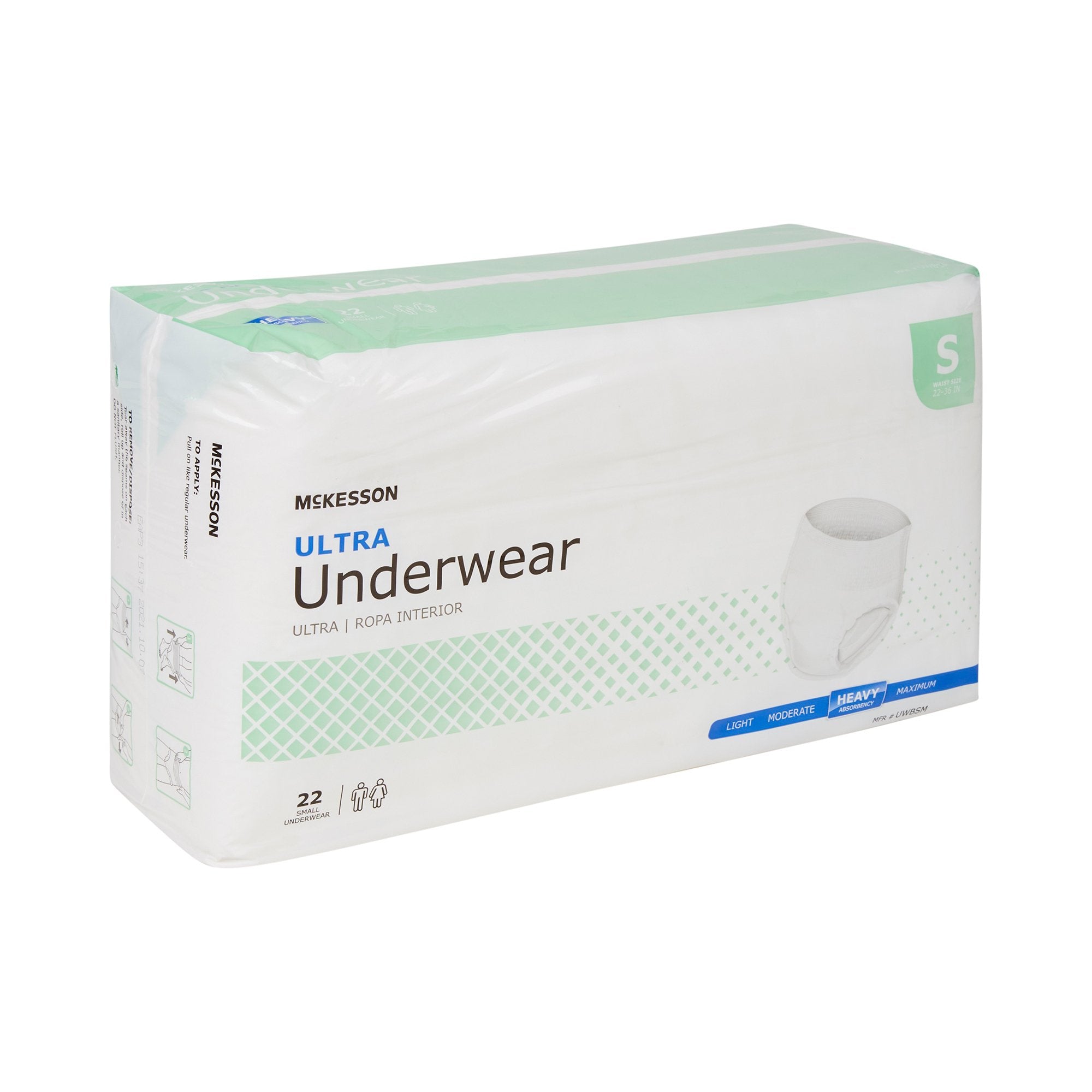 Unisex Adult Absorbent Underwear McKesson Ultra Pull On with Tear Away Seams Small Disposable Heavy Absorbency | 4BG/Case