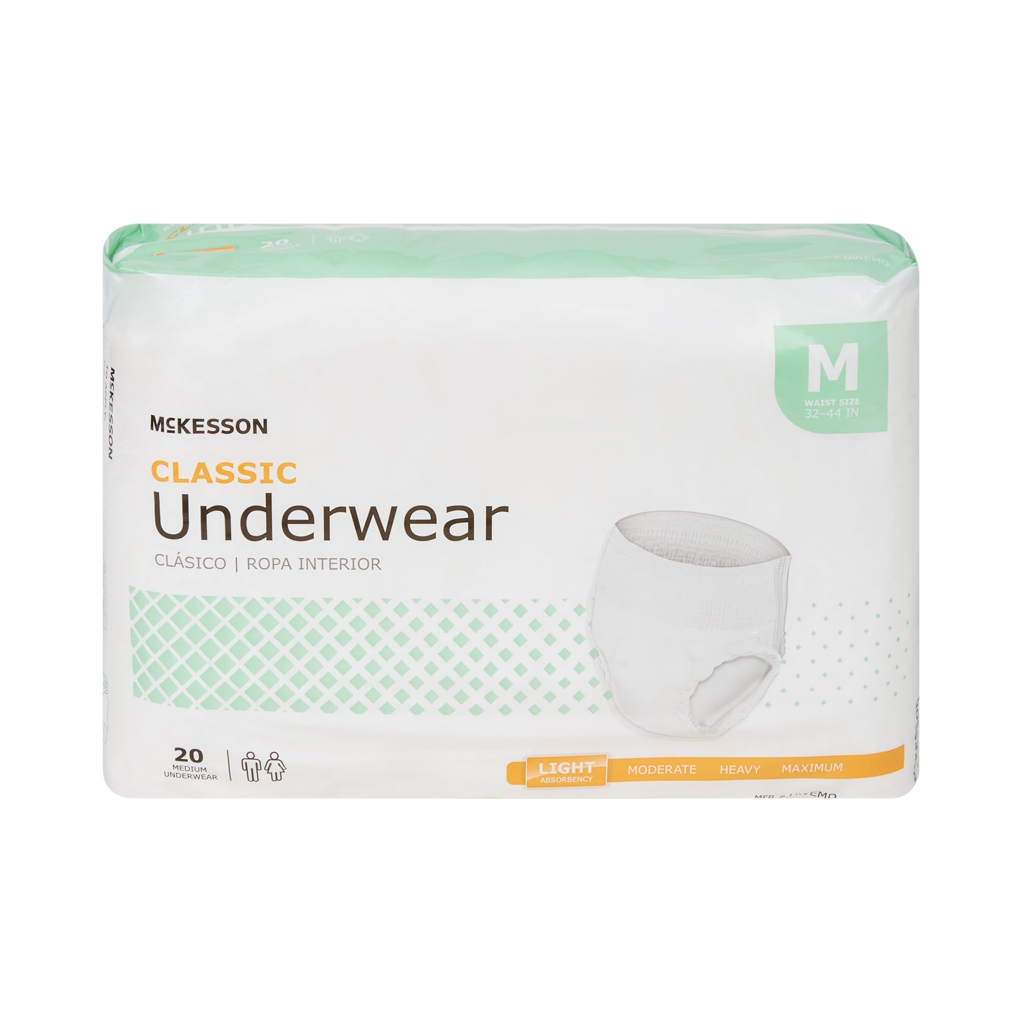 Unisex Adult Absorbent Underwear McKesson Classic Pull On with Tear Away Seams Medium Disposable Light Absorbency | 4BG/Case