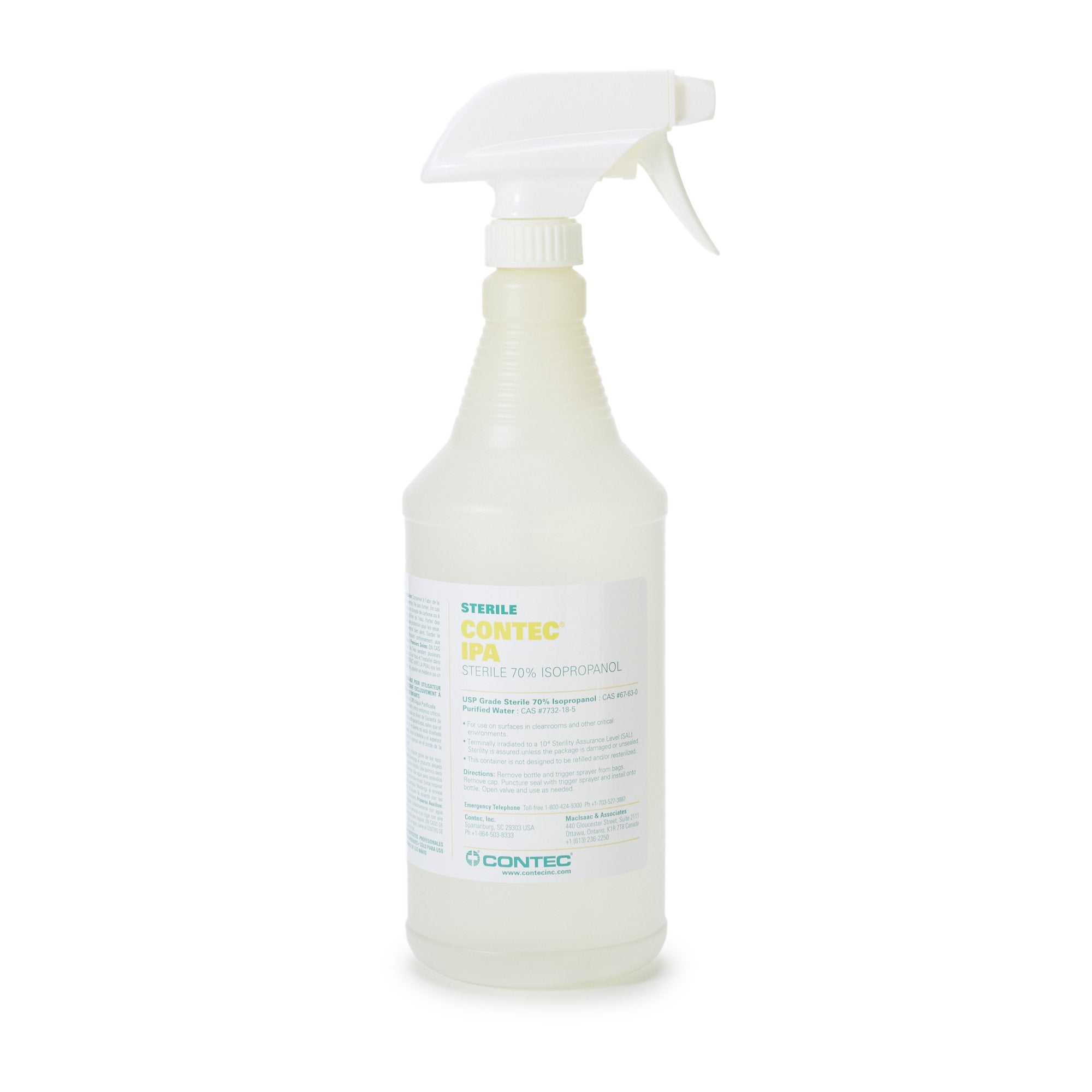 Contec Sterile 70% IPA Surface Disinfectant Cleaner Alcohol Based Trigger Spray Liquid 32 oz. Bottle Alcohol Scent Sterile,Packaging Type- Each